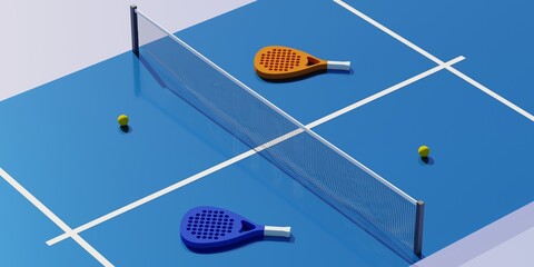 Padel court. Paddle court 3d render