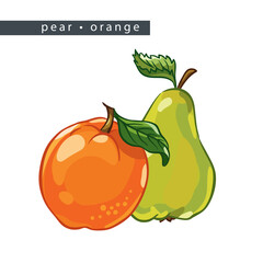 sketch_pear_orange_two_whole_fruits