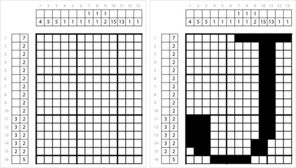 Fototapeta premium Alphabet J Nonogram Pixel Art M_2112002