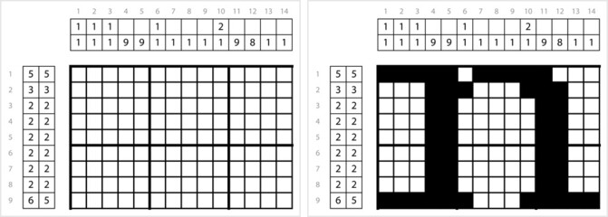 Fototapeta premium Alphabet n Lowercase Nonogram Pixel Art M_2112002