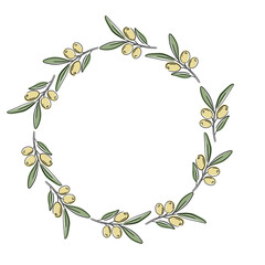 Fototapeta premium Vector decorative wreath olive branch.For labels, packaging