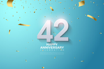 42nd anniversary background illustration with colorful number.