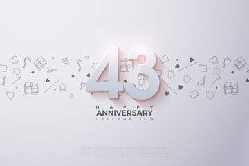 43rd anniversary background illustration with colorful number.