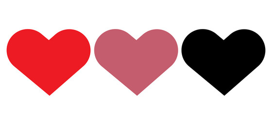A set of hearts, a symbol of the love icon, isolated on a white background. Vector illustration.A set of hearts for Valentine's Day greetings .