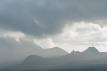 clouds over mountains