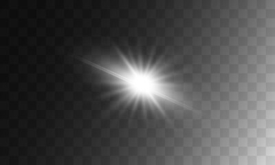 White Light Effect Transparent Background Vector Illustration Decoration Bright Star