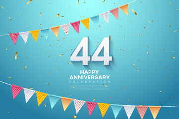 44th anniversary background illustration with colorful number.
