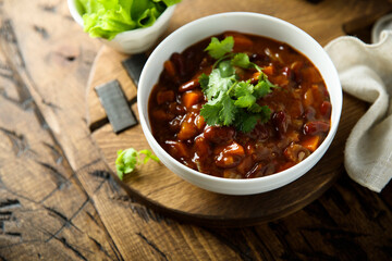 Homemade red bean ragout with vegetables	