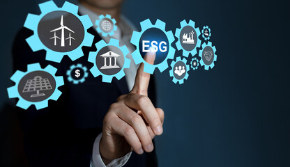 ESG concept.Development technology of renewable resource to reduce pollution.
Investing strategy  for sustainable and ethical business. 