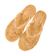 Flip flop made from Water hyacinth or Floating water hyacinth isolated on white background. The Green product eco friendly concept.