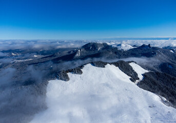 Rarau mountains seen from above in winter
