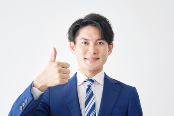 ビジネスマン　グッドサイン　白背景