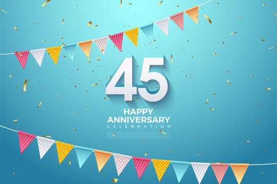 45th anniversary background illustration with colorful number.