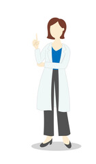 指差しをする女性医師のシンプルなイラスト