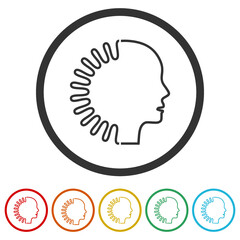 Head virus icon with flat style isolated on white background, color set