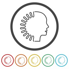 Head virus icon with flat style isolated on white background, color set