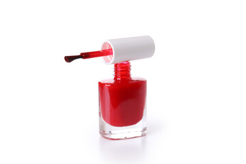 Nail polish isolated on white background, close up
