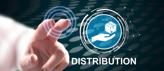 Woman touching a distribution concept