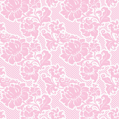 Ornamental beauty lace pink background, floral pattern