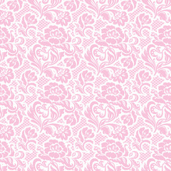 Ornamental beauty lace pink background, floral pattern