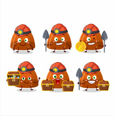 miners orange jelly gummy candy cute mascot character wearing helmet