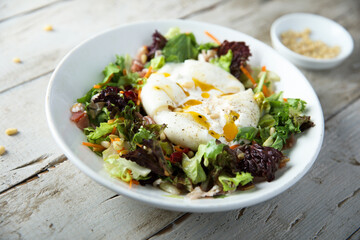 Healthy leaf salad with burrata cheese
