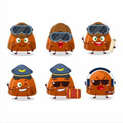 Obraz premium Pilot cartoon mascot orange jelly gummy candy with glasses