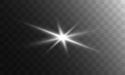  White Light Effect Transparent Background Vector Illustration Decoration Bright Star