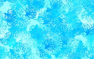 Dark BLUE vector doodle backdrop with branches, leaves.