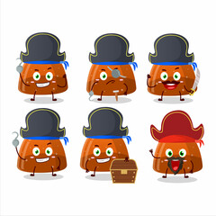 Cartoon character of orange jelly gummy candy with various pirates emoticons