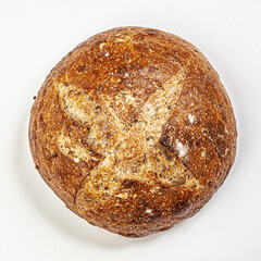 Hand made fresh bread isolated on white background