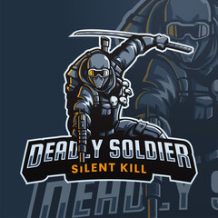 Deadly soldier e-sport mascot logo design © dioandika