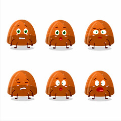 Obraz premium Character cartoon of orange jelly gummy candy with scared expression