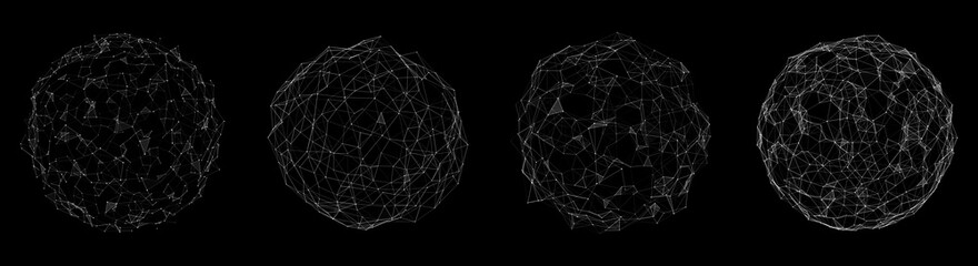 Vector futuristic sphere of particles and lines. Network connection big data. Abstract technology background.