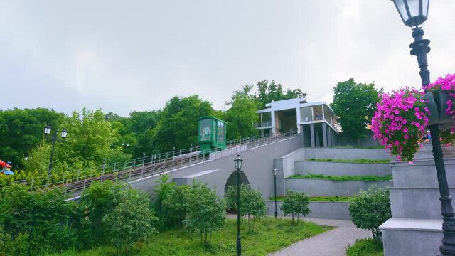 Panorama with funicular and green park, Odessa, Ukraine