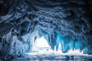 Fototapeta Icy cave. Winter fabulous New Year's image. obraz