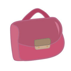 Women's pink handbag on a white background. Single element. Flat style. Vector.