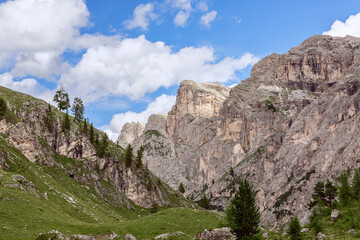 Fototapeta na wymiar Dolomite Gorge in Puez-Odle natural park. Italian Alps