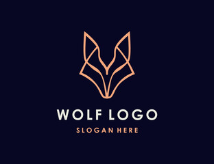 Fototapeta premium Minimal luxury wolf head logo template