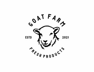 Vintage Goat farm logo template