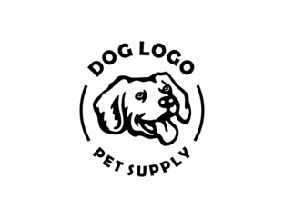 Vintage dog head logo for pet supply company