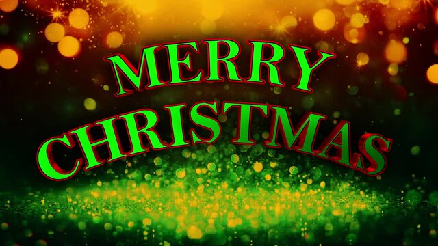 Merry Christmas Large Title Popup and Swinging with Shiny Red and Green lights