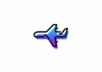 Airplane logo lines style silhouette plane