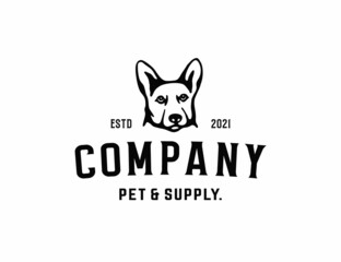 Vintage dog head logo for pet supply company