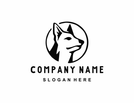 Vintage handdrawn dog head logo template