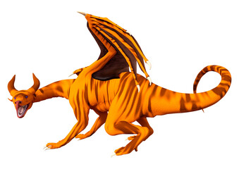 3D Rendering Fairy Tale Dragon on White