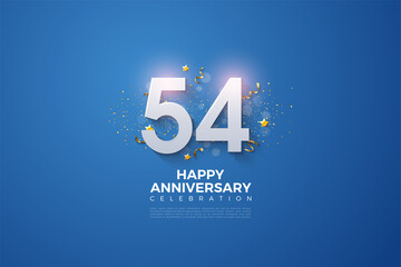 54 th anniversary with colorful number background illustration.