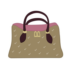 Women's fashionable handbag. Single element on a white background. Vector. Flat style.