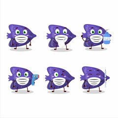 A picture of fish purple gummy candy cartoon design style keep staying healthy during a pandemic