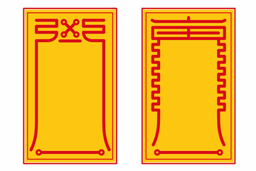 Korean traditional lucky charm pattern frame. Vector illustrations set. - obrazy, fototapety, plakaty